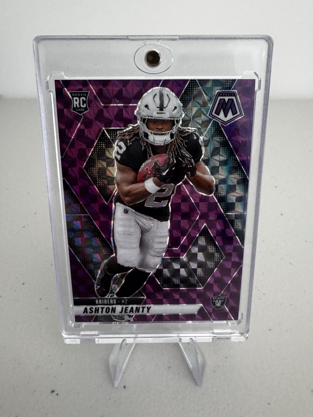2025 Panini Mosaic Ashton Jeanty #345 (RC) Mosaic Purple Prizm 17/49
