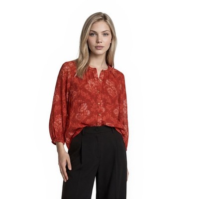 Anthropologie Akemi + Kin Blouse Top Women's Size XS Red Floral Boho Sirt