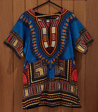 Traditional African Dashiki (blue, Small, 100% cotton)