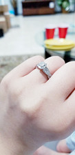10K White Gold Princess-Cut Diamond Halo Engagement Ring Size 7 Unisex