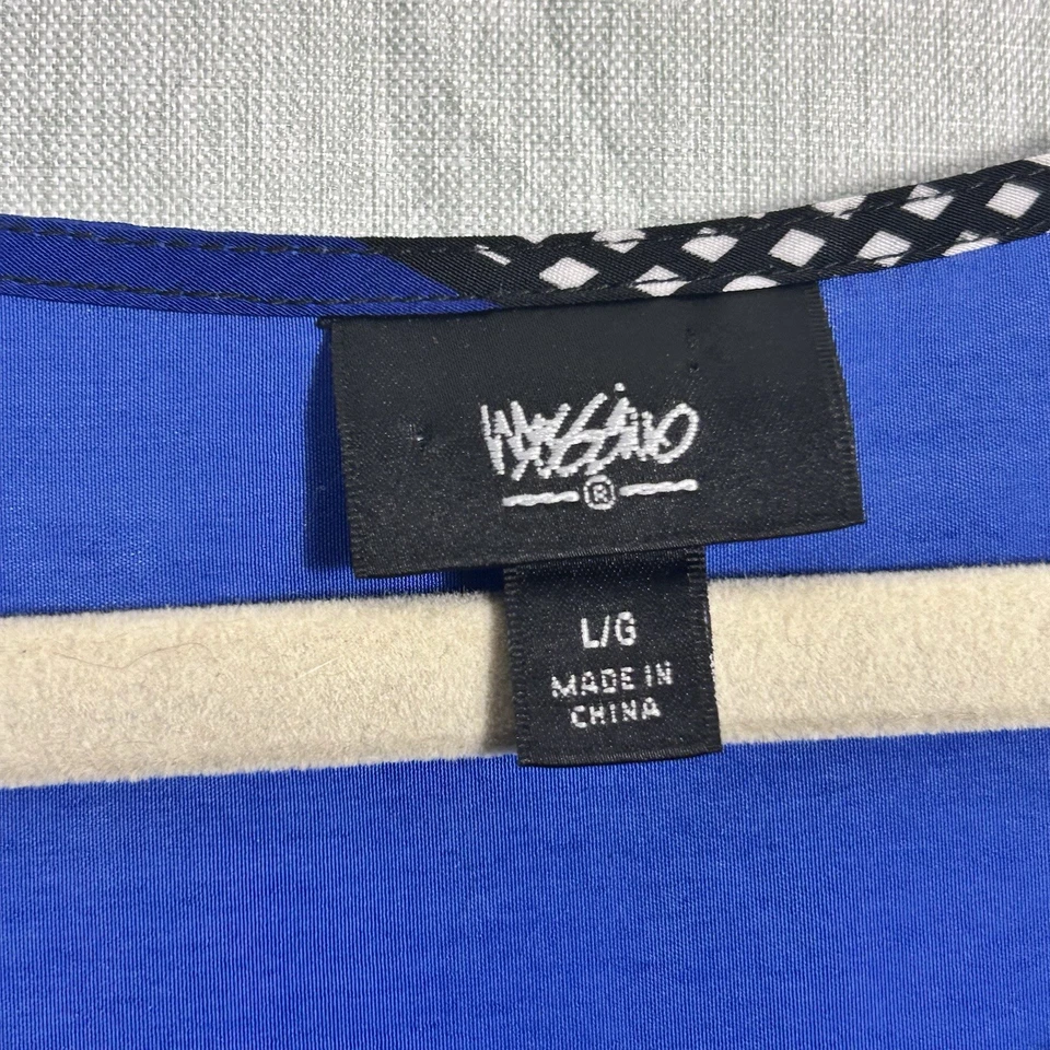 Top manga corta MOSSIMO para mujer talla grande azul blanco y negro estampado geométrico (T) Foto 4 de 4