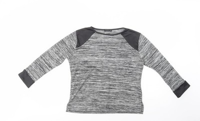 Exhibit One Damen Bluse grau Polyester Basic Größe M Rundhalsausschnitt
