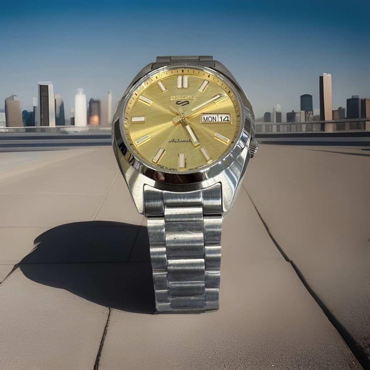 Seiko 5 Sports Automatic SNXS Series Classic Gold Dial Watch