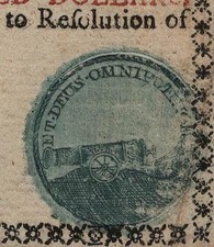 GA-87  " Cannon  Blue-Green seal "  PMG VF25  $5 1777 Georgia Colonial Currency