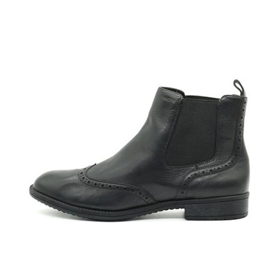 Geox Damen D04FYG Stiefeletten Schwarz Leder Knöchelhoch Chelsea Boots EU 38