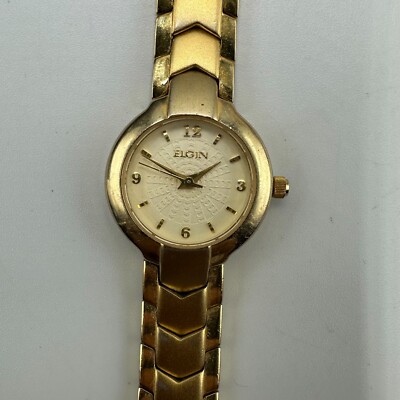 ELGIN gold ingot レディース腕時計 Elgin Watch Women Gold Tone Round 21MM Dial New Battery 7 Inch | eBay