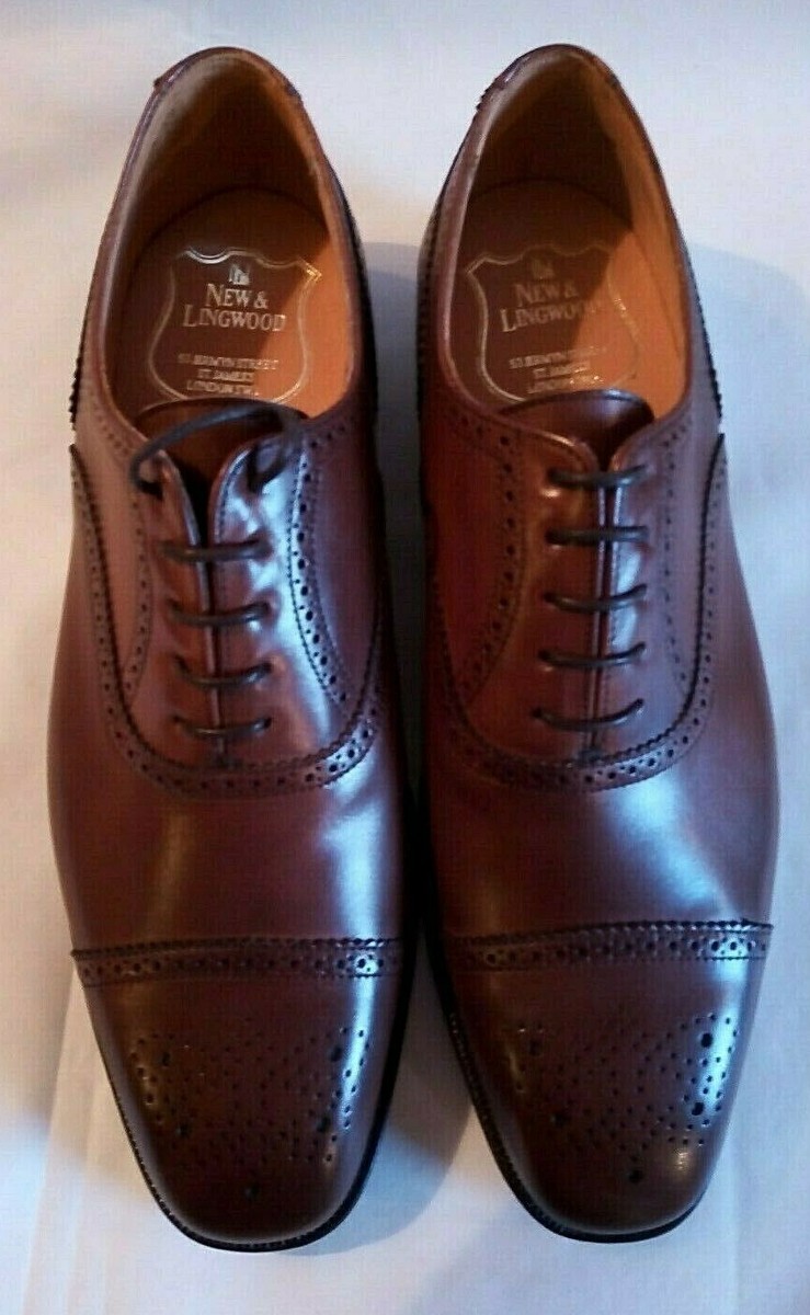 New Lingwood Jermyn Street Semi Brogue Brown Leather Cap Toe