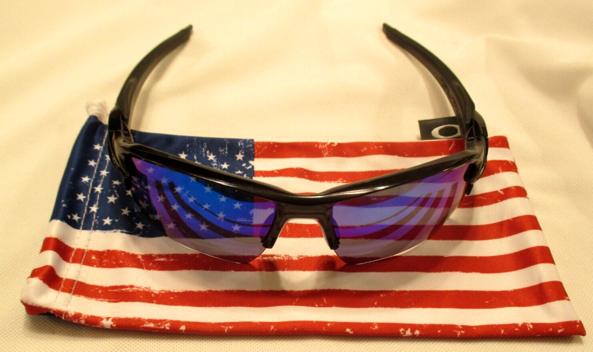 OAKLEY FLAK 2.0 XL BLACK FRAME BLUE POLARIZED LENS PEWTER ICON