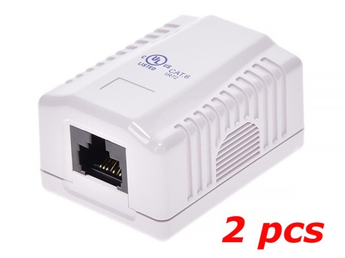 1-Port CAT6 RJ45 Keystone Jack Loaded Surface Mount Box SMB White - 1-100 Lot - Picture 3 of 10