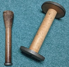 Set ~ Vintage Industrial Yarn Spool / Spindle Textile Bobbin Wooden Antique 