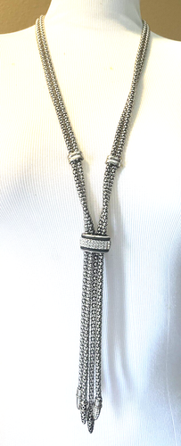 Vintage Silver Metal Large Chain Link Necklace Bold Long Chunky Runway Style 44" - Picture 12 of 22