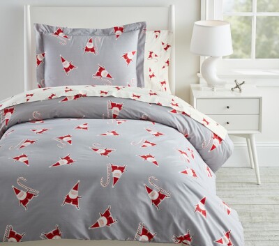 NEW West Elm x Pottery Barn Kids Smiley Santa Twin Duvet Cover