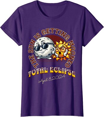 Total Solar Eclipse Chase 2024 Sun is Getting Mooned Ladies' Crewneck T-Shirt