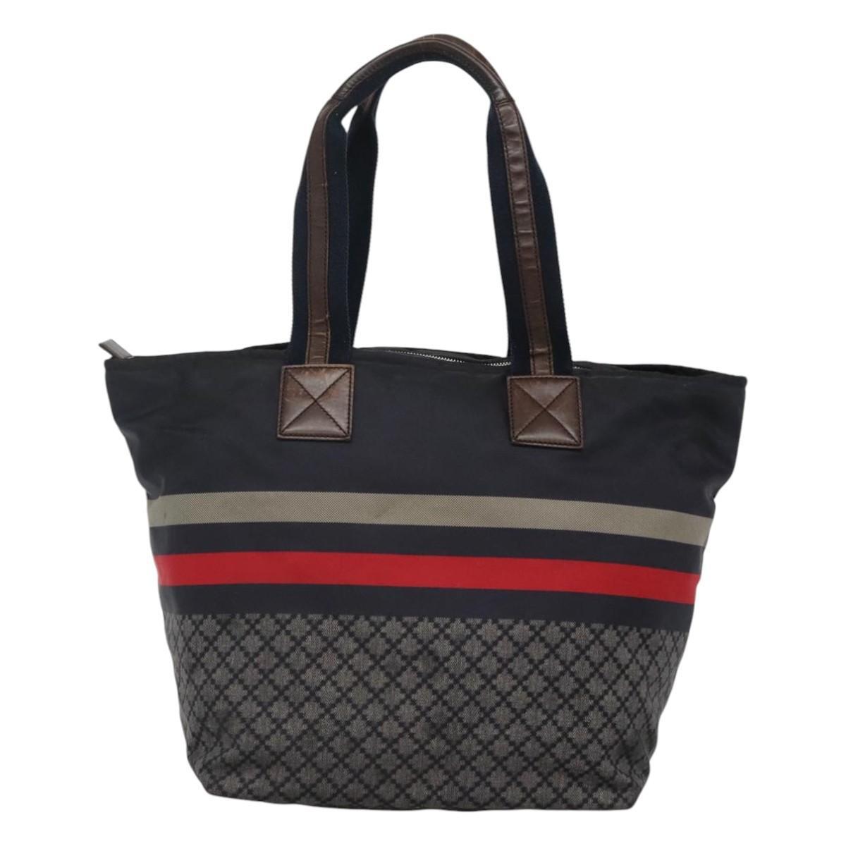 GUCCIバック GUCCI Diamante Tote Bag Nylon Navy Silver 267922 Auth