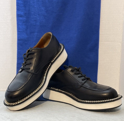 Givenchy Paris Rottweiler Chain Black Leather Derby Shoes Size 40