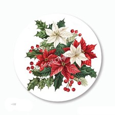 Stunning Christmas Poinsettias Favors Scrapbook Stickers Envelope Seals Labels