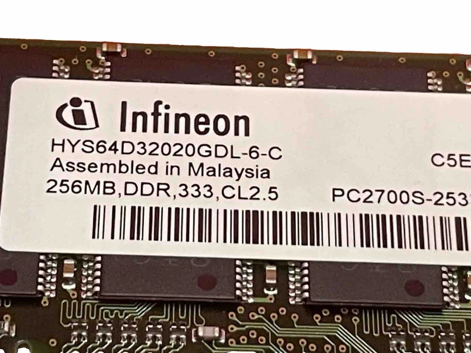 Mémoire portable Infineon 256 Mo DDR 333 CL2 5 HYS64D32020GDL-6-C matériel rétro - Photo 2/3