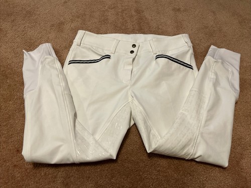 HH EQUESTRIAN LADIES WHITE COOLMAX BREECHES WITH FULL STICKY SEAT Size 16