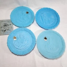 Vintage Fenton Blue Satin Milk Glass 8" Plates Set Of 4  NEW