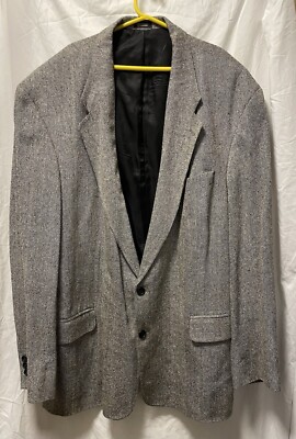 Barrington 100%  Silk Tweed Black Blazer Mens 49L Single Vent Sport Coat
