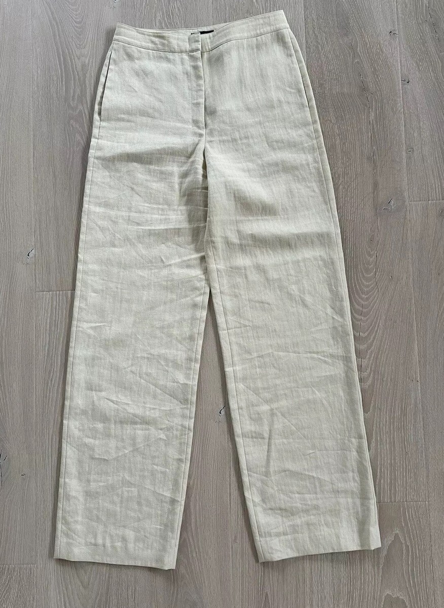Theory Women Luxe Linen Blend Wide Leg Pants High Waisted Theory Women Luxe Linen Blend Wide Leg Pants High Waisted