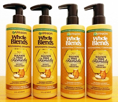 Garnier Whole Blends Replenishing Honey Treasures Shampoo (2) & Conditioner (2)