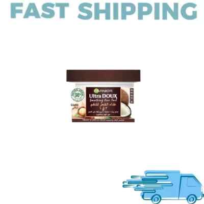 2X Garnier Ultra Doux Smoothing Hair Food Coconut 3-in-1  For Frizzy Hair 390 ml