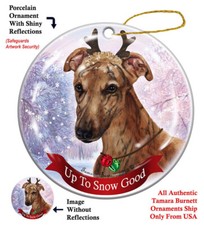 Up to Snow Good Ornament - Brindle Red Greyhound