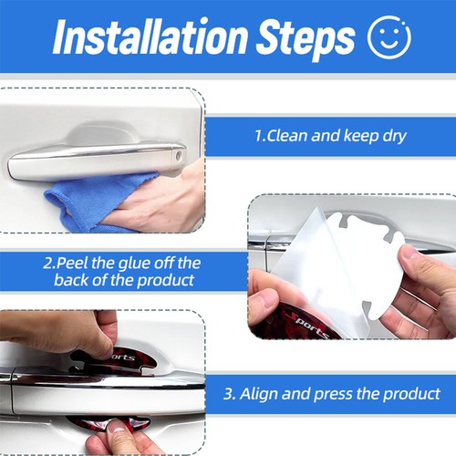 8Pcs Car Accessories Door Handle Bowl Scratch Protective Decal Sticker Universal - Foto 8 di 17