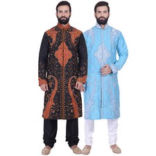 Men Indian Design Bollywood Kurta Sherwani 2pc Suit Worldwide Postage 