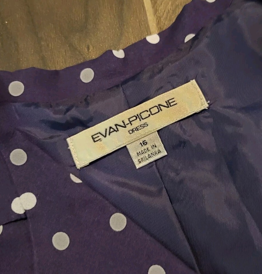 Evan Picone Women's Blue Polka Dot Halter Midi Dress Size 16 Tie Waist