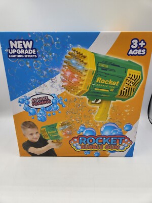 Rocket Bubble Gun 69 Hole Foaming w/Lighting Effects Bubble Machine