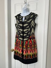 ILE NEW YORK Black/Multicolor Cap Sleeve Abstract Print Dress Sz 10