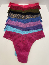 HANKY PANKY SIGNATURE LACE ORIGINAL RISE THONG SET OF 10 ASSORTED COLORS ONE SZ
