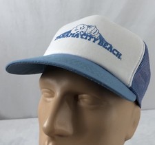 Vtg Panama City Beach Seashell Hat Snapback Trucker Cap Baby Blue Mesh Shell