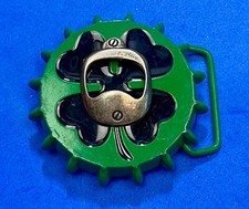 Green Shamrock St Patricks Day Collectible Bottle Cap Belt Buckle Bottle Opener