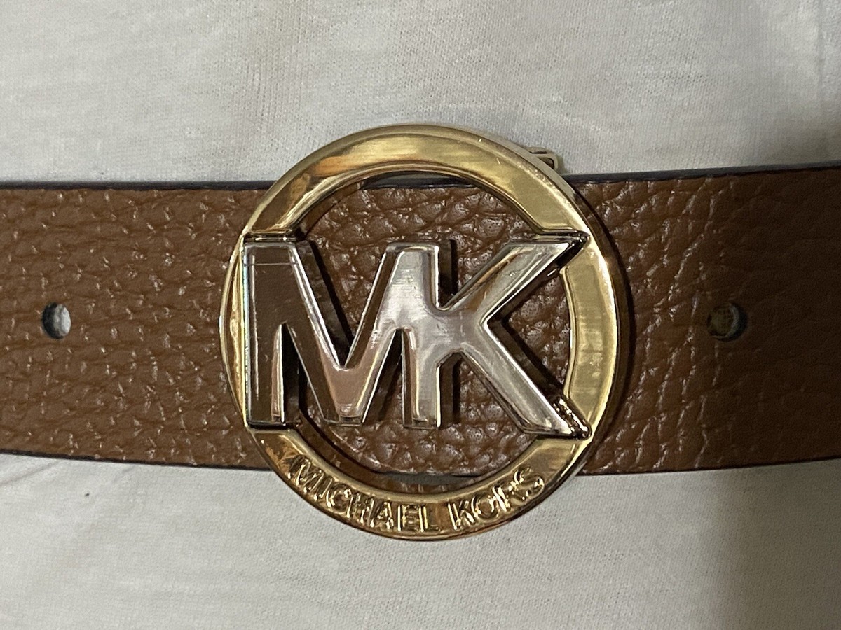 Michael Kors Reversible Leather MK Logo Belt Gold/Natural/Terracota Michael Kors Reversible Monogram & Croc-Embossed Leather  main image 2