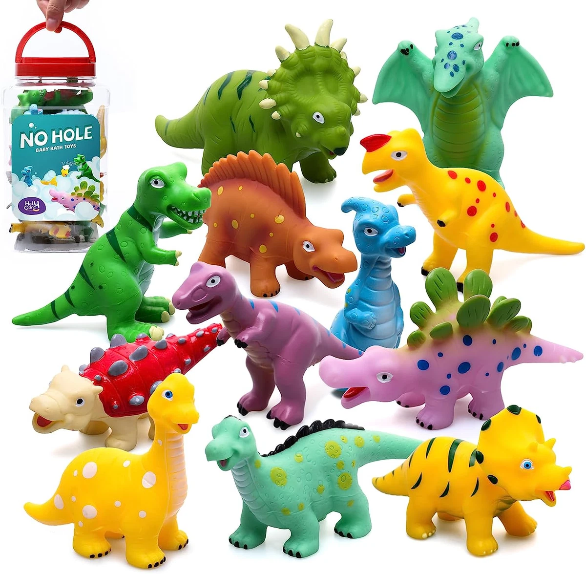 Jouets de bain bébé dinosaure sans trou pour tout-petit, 12 pièces sans  moule enfants baignoire piscine