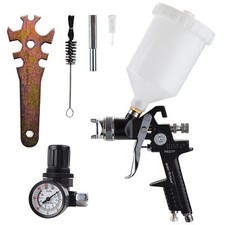 HVLP Gravity Feed Air Spray Gun 20.2 oz Optimal Pressure 2-3.5bar with Regulator