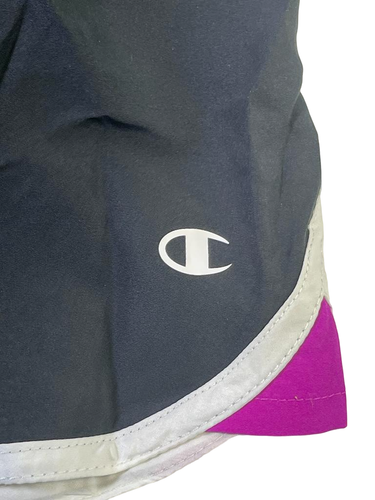 Champion Girls Colorblock Athletic Shorts-Black/White/Raspberry Shk-Small - Picture 7 of 10