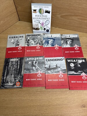 Vintage Early 1960's Boy Scout Merit Badge Books Lot Signaling Weather Forestry