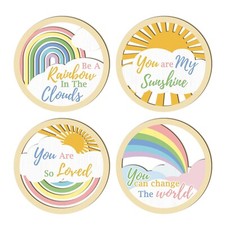 HOURIA 4PCS Boho Rainbow Wooden Wall Art, Kids Affirmations Inspirational Quo...
