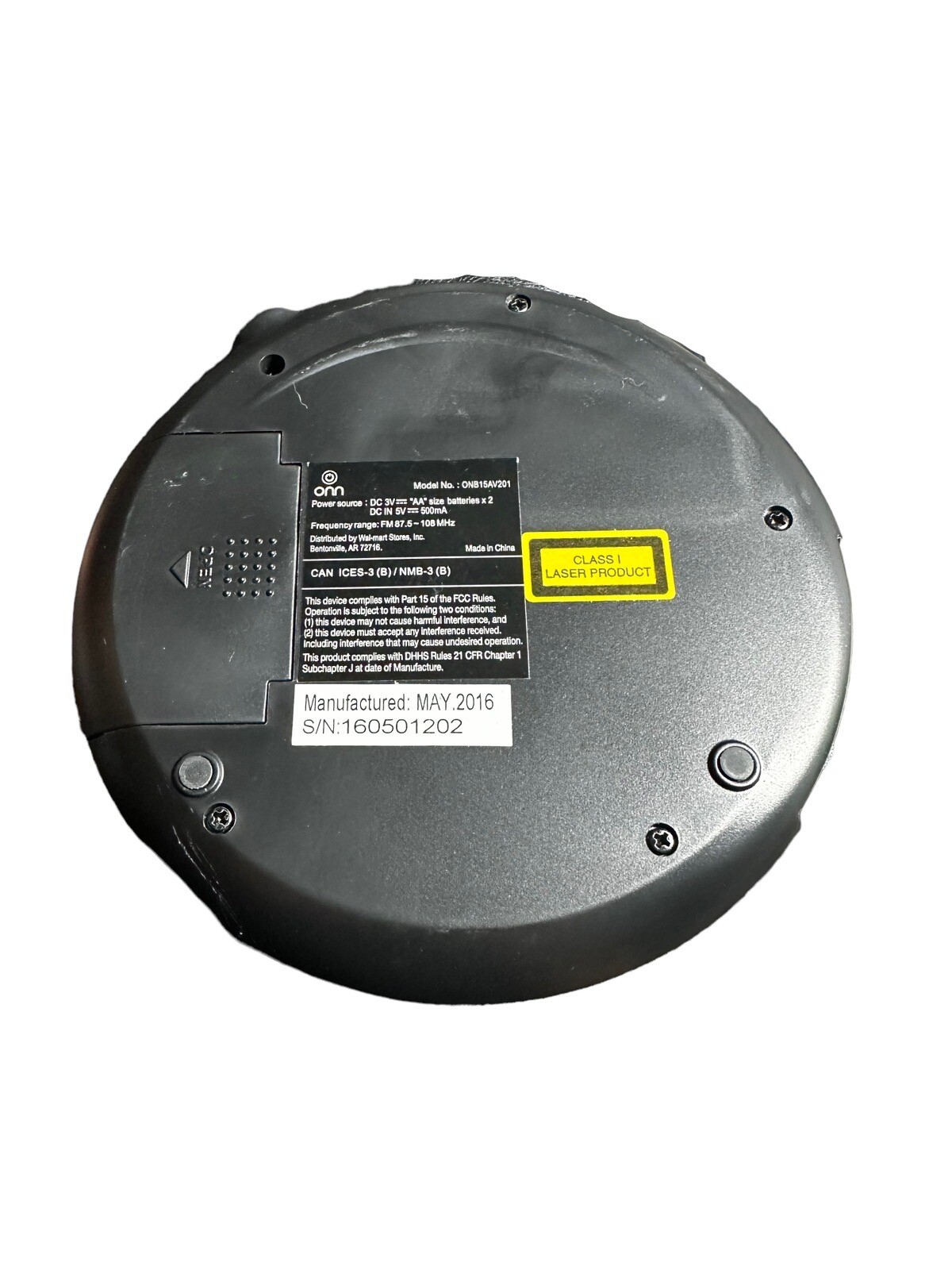 ONN PORTABLE CD PLAYER BLACK W/ FM RADIO & ANTI-SKIP PROTECTION