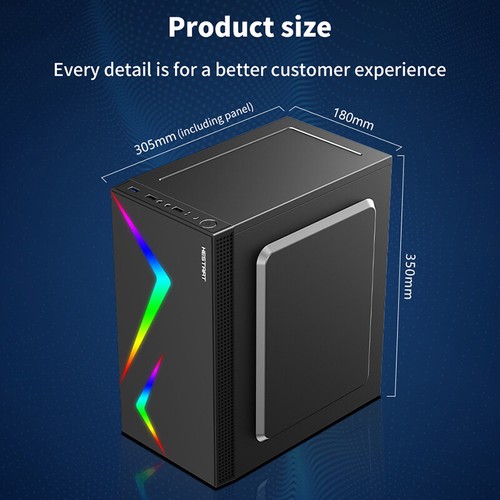 Desktop PC Case Gaming Computer For 3 Cooling Fans MATX/Mini-ITX Motherboard - Afbeelding 5 van 14