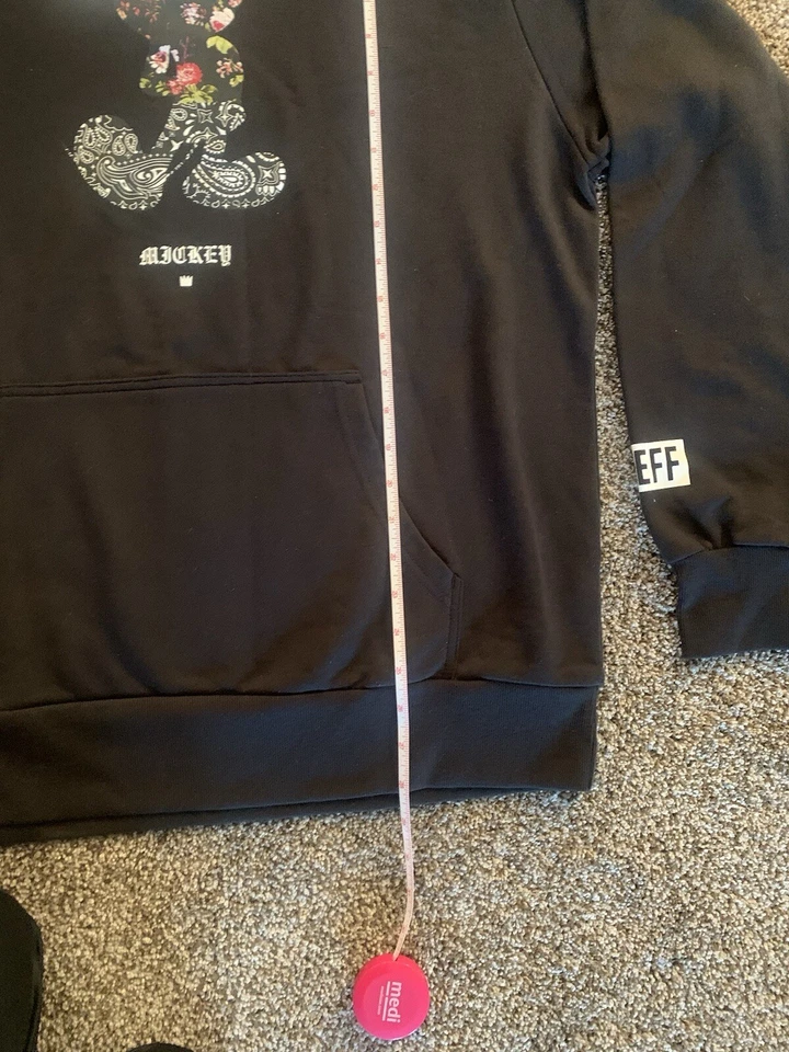 New Mickey Mouse Neff Sweater Mens L Black Hoodie Stars Bandana Floral Disney - Image 4 of 4