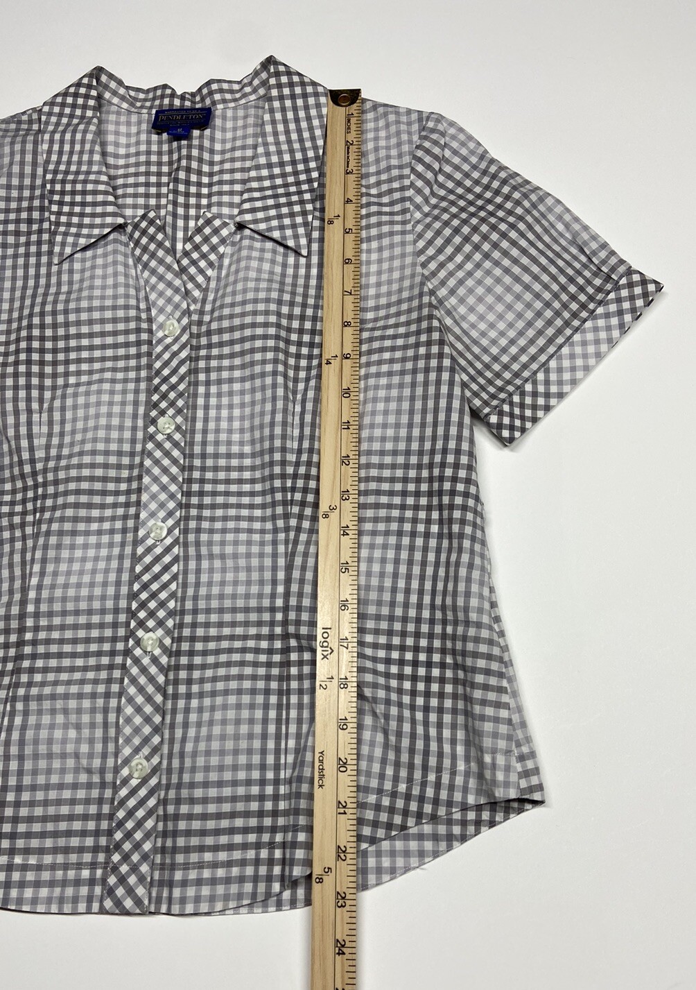 Pendleton Gingham Short Sleeve Button Down Fitted… - image 6