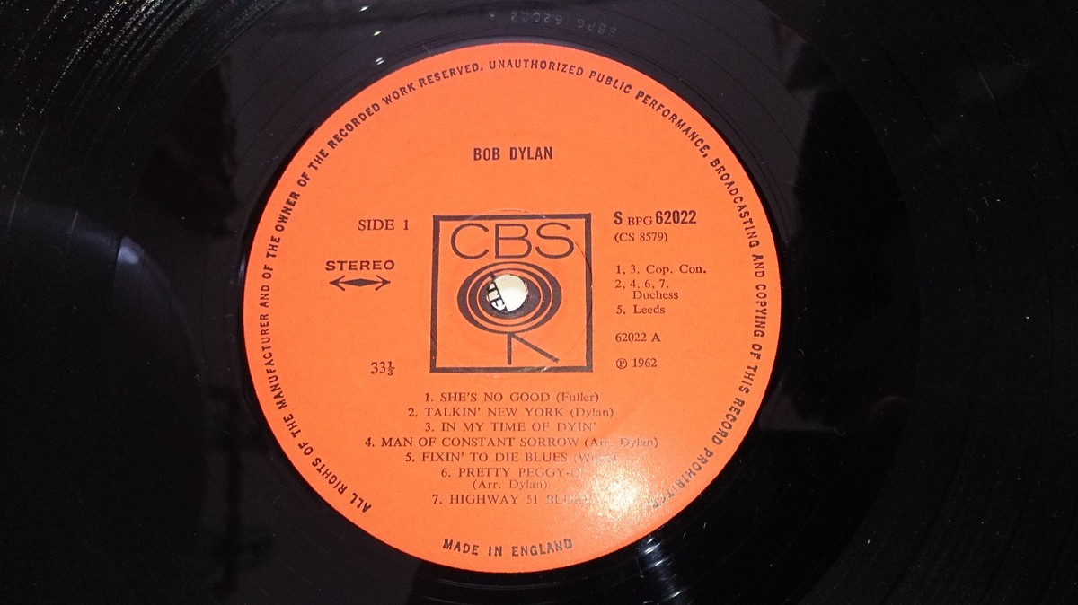Bob DYLAN★Same UK CBS Mono オリジナル BOB DYLAN Same 1st LP *1962 UK OLD ORANGE CBS PRESS STEREO