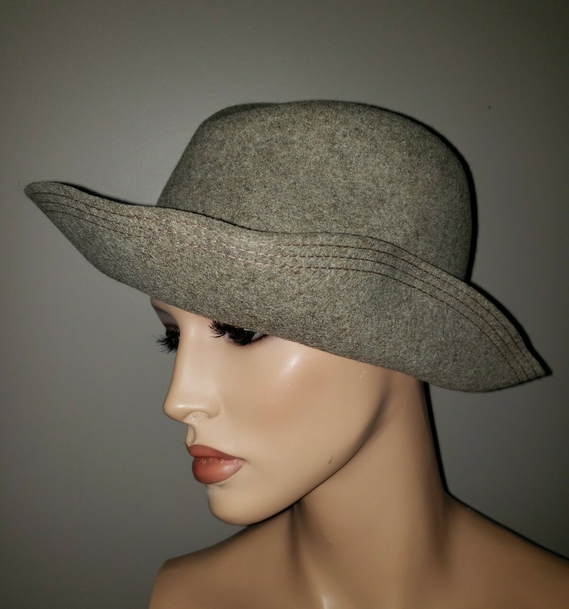 Vintage Womans Hat 100% Wool Fedora Felt George W Bollman Doeskin Green USA Bollman Hat Indiana Women main image 3