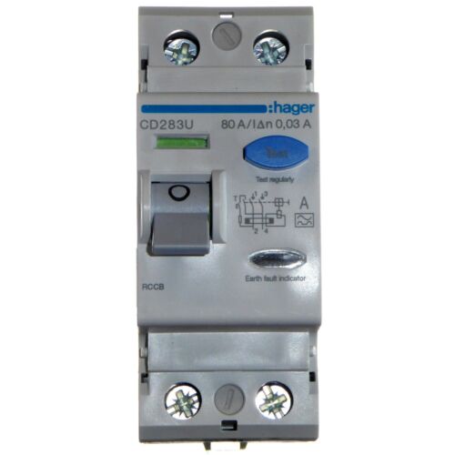 Hager CD283U A-Type RCD 80 Amp 30mA RCCB Trip Double Pole AC and DC Protection - Picture 9 of 10
