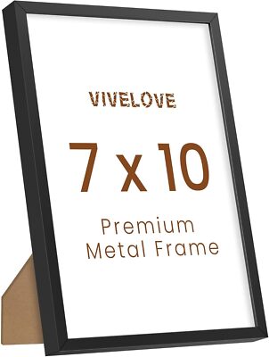 7x10 Metal Picture Frame, Black Aluminum Picture Frames with Tempered Glass